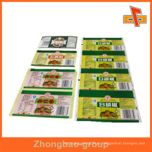Guangzhou fabricante de impresión al por mayor y el material de embalaje de encargo para imprimir etiquetas de embalaje de carne